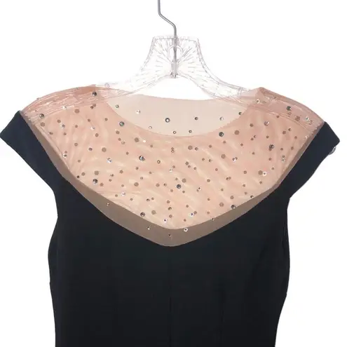 Betsy and Adam Illusion Yoke Rhinestone Embellished Cocktail Dress 2 NWT