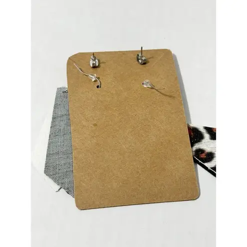 Animal Sequin Embellished Leather Dangle & Crystal Round Earrings Black 2 Pairs