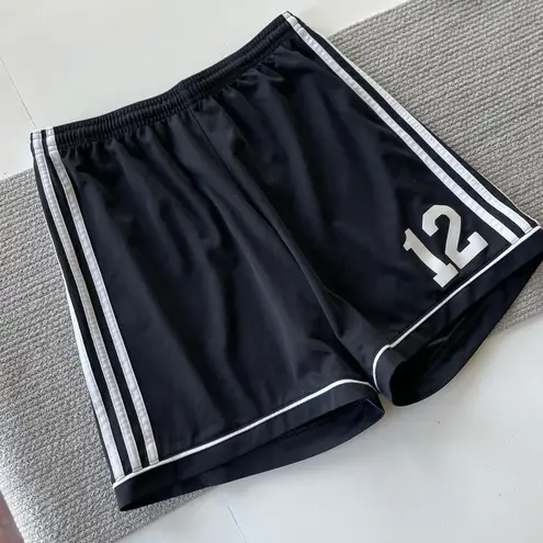 Adidas  Black White Stripes Soccer Shorts Size Medium Number 12