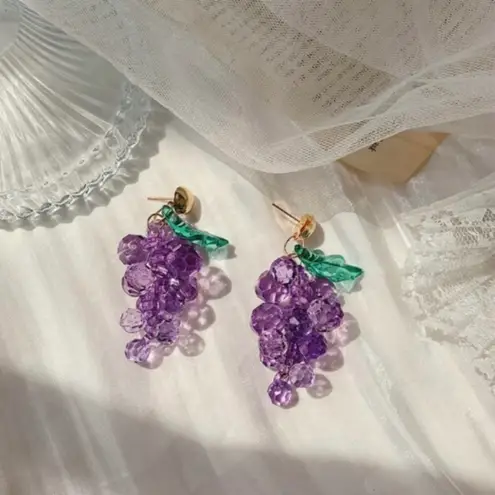 Fashion Creative Purple Grape Dangle Drop Earrings for Women Girls
