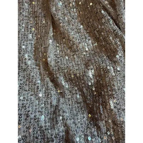 New Endless Rose Top Womens XS Nude Sequin Blouson Balloon Sleeve Crop HN506T