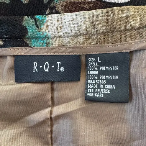 Vintage Y2K R.Q.T. Brown & Teal Leaf Print A