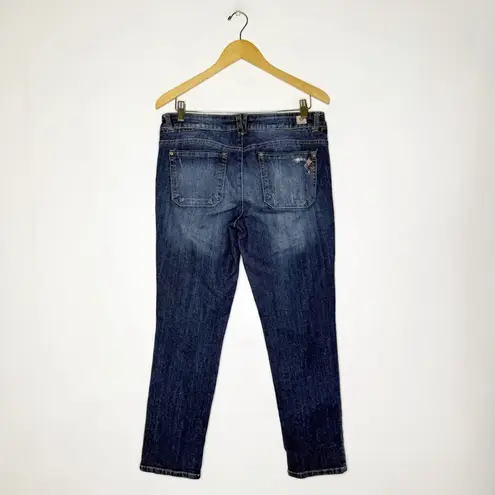 Democracy Women's Embroidered Geometric Shapes Jeans Girlfriend Size 8 Stretch