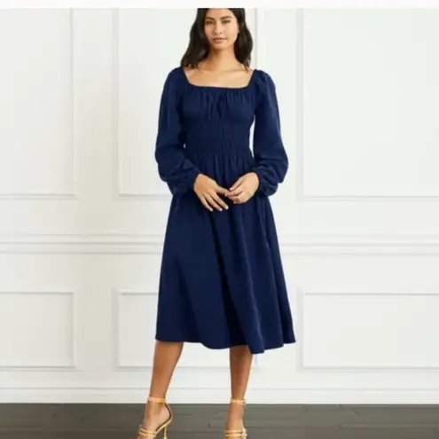 Hill House Home Jasmine Nap Dress Lyocell Smocked Soft Blue Midi Cottagecore M