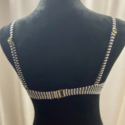 Xhilaration  nautical blue and white stripes bikini top size large