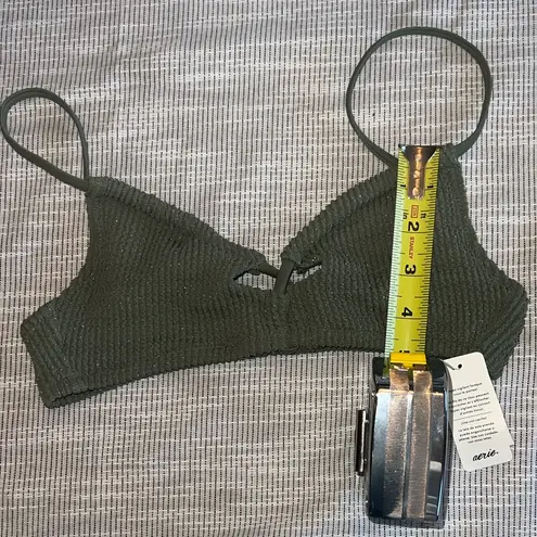 Aerie  Olive Green w/shimmer tones Ribbed bikini top | XS | NWT