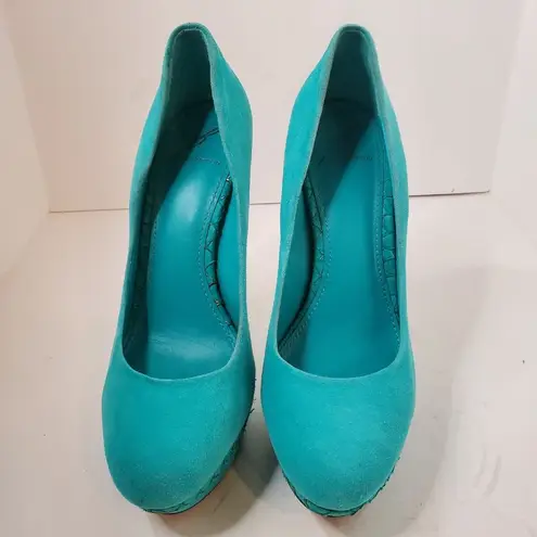 Brian Atwood  Turquoise Mermaid Platforms Pumps 8