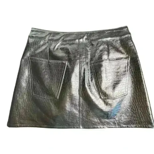 Torn By Ronny Kobo Women's Silver Metallic Mini Skirt Size M Party