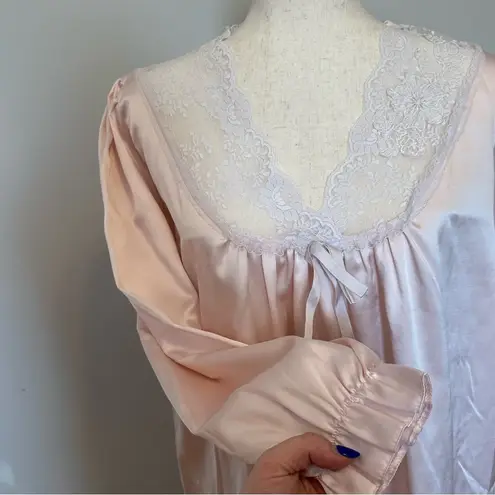 Southern Nights Pink Lacy Long Sleeve Nightgown Size Small