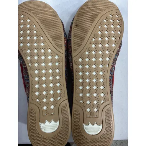 Womans Slip On Oriental Flat Shoes 10 Red