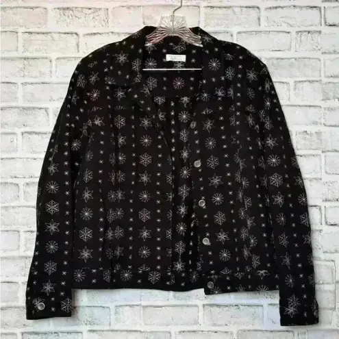 Christopher & Banks Vintage Women's Black XL Embroidered Snowflake Jacket