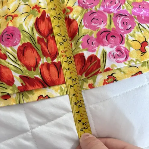 Womens Size 10 Midi Pencil Skirt 90s Style Vibrant Flower Floral Preppy Cotton Red