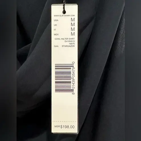 Elie Tahari Silk Cowl Halter Tank Top Stargazer Navy Blue