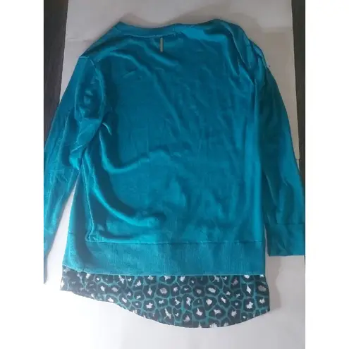 Michael Michael Kors Women's Pattern Lagenlook Long Sleeve Top XS Academia Blue