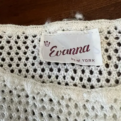 Vintage 70s Knit Skirt Set Evanna NY Cream Size 8