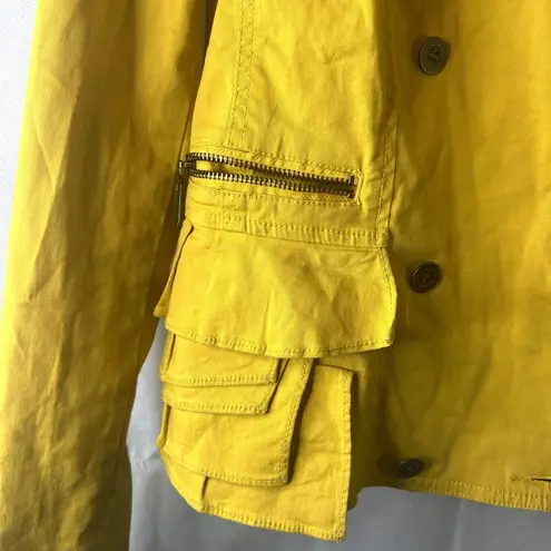 Source Unknown Moto Peplum Jacket‎ Yellow Long Sleeve Size Small