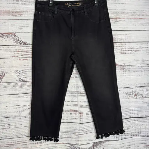 Soft Surroundings Black Cropped Tassel Hem Jeans 12P