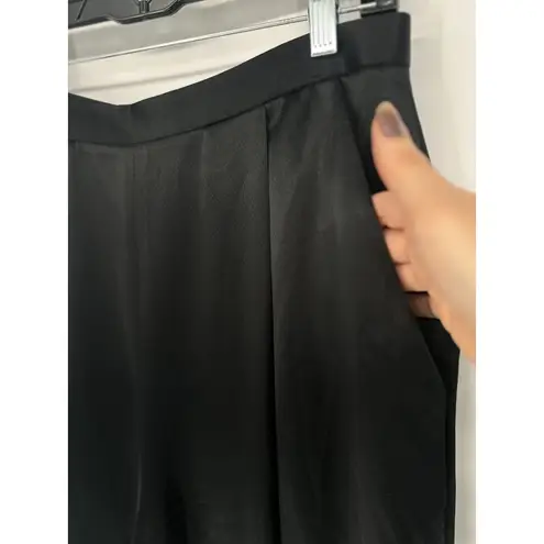 Badgley Mischka Satin Wide Leg Pants Black Wide Leg Elegant Women's 14 Formal