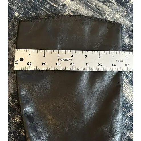 Arturo Chiang Black Leather Riding Knee High Boots Womens 8.5 MW Side Zip