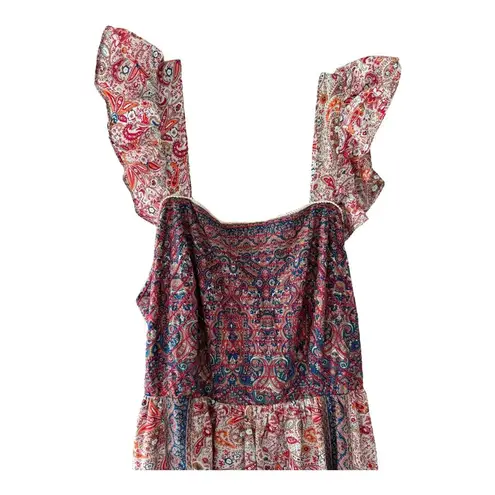 Haute Hippie flutter sleeve, tiered peasant-style maxi-dress size 14