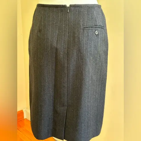 Ralph Lauren Midi Business Attire 100% Wool Skirt With Blue & Gray strip…