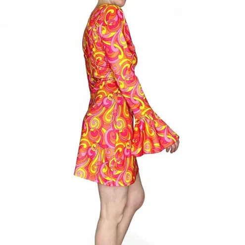 Dreamgirl Pink Orange Halloween Hippie 60’s Costume Mini Dress