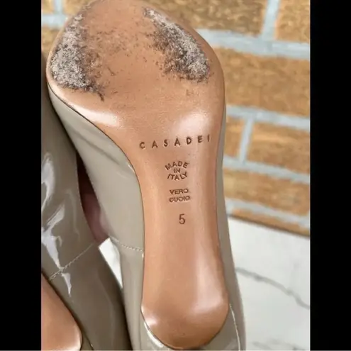 Casadei nude patent leather heels size 5