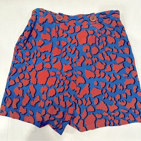 Corey Lynn Calter Shorts Women's XS Jordan Blue Rust High Waist Giraffe Lined