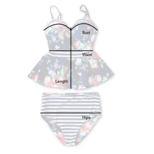 Rad Swimwear Breanne Two Piece Swimsuit Tankini Top High Waisted Bottoms Size XS Blue