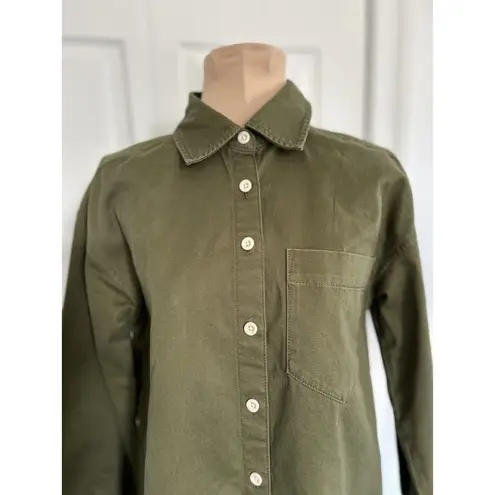 Madewell  Long Sleeve Mini Shirtdress Loden Green Size S