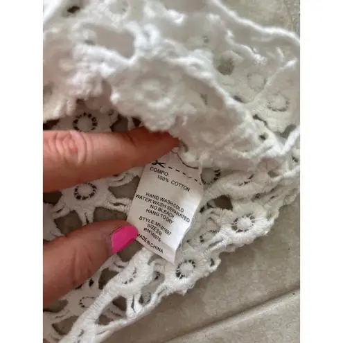 Verty Crochet Top Womens Small White Cropped Boho Festival Beachy Coastal Resort