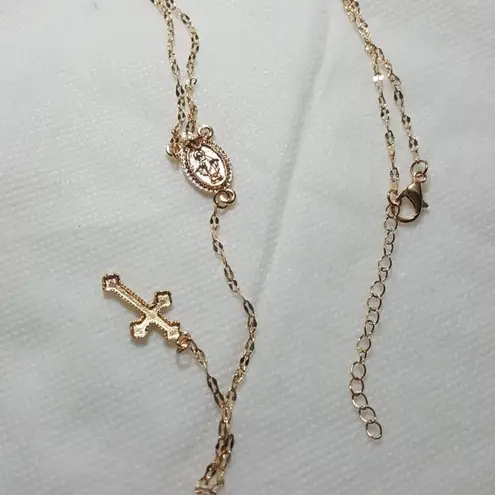 Gold Plated Catholic Rosary Necklace