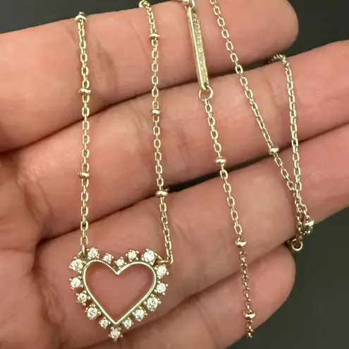 Kendra Scott  Ari Heart Silver CZ Pendant Necklace 3g.