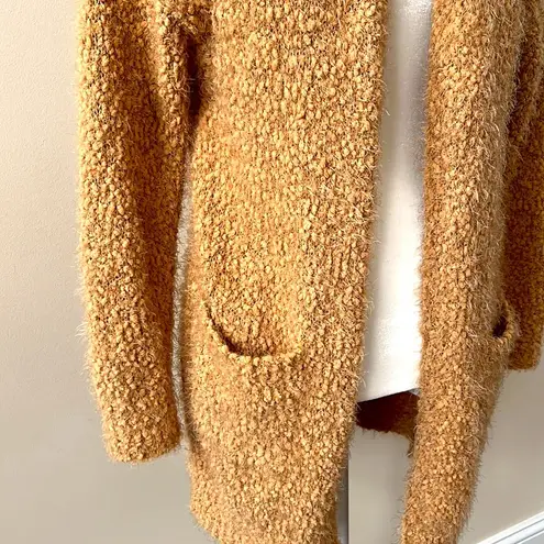 Love Tree - Popcorn Textured Long Sweater Cardigan - Caramel - Size Large