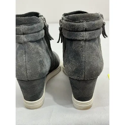 Womans Linea Paolo 6.5 M Blue Camo Suede Wedge Bootie