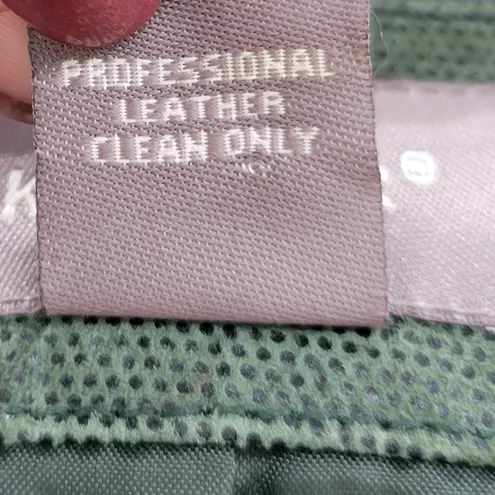 Kenar Green Leather Belted Trench Coat Womens 8 Jacket Liquid Embossed