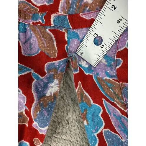 NWT Caroline Constas Dress XS Frenchie Print Floral Long Sleeve Maxi Boho Tiered Red