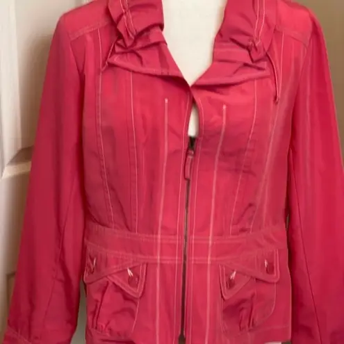 Tribal Jacket Pink Fuchsia Women Outdoor Zip Up Stitch Detail Coat Size 10