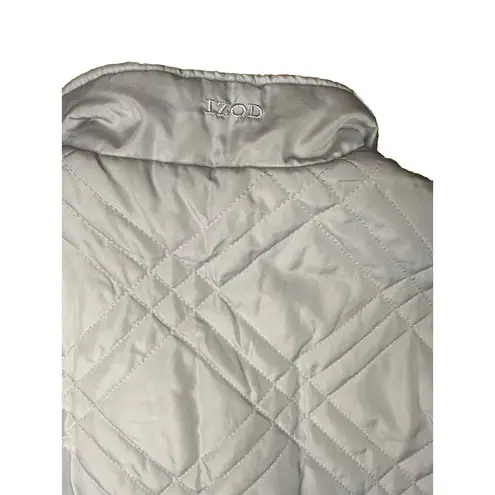 IZOD Puffer Vest Reversible Zip Up Fleece Lightweight Grayish White Vest Sz S