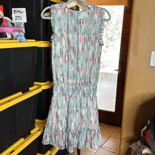 Veronica M NWT MYRANDA CHIFFON SLEEVELESS SMOCKED MINI DRESS SIZE LARGE