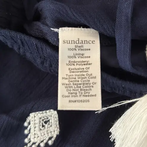 Sundance Embroidered Cropped Pull On Pants Size Small Dark Navy White