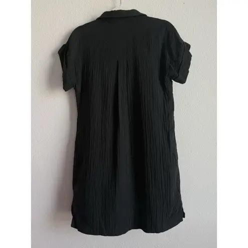 J. Crew Women’s Dress Size Small Black Crinkle Popover Collar Gauzy Relaxed