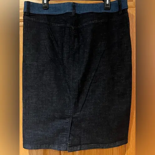 Lane Bryant Glamour X  Blue Colorblock Denim Jean Straight Pencil Skirt Size 16