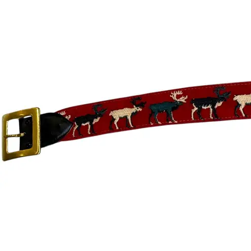 Vintage John Meyer Quirky Moose Embroidered Women's Belt Red