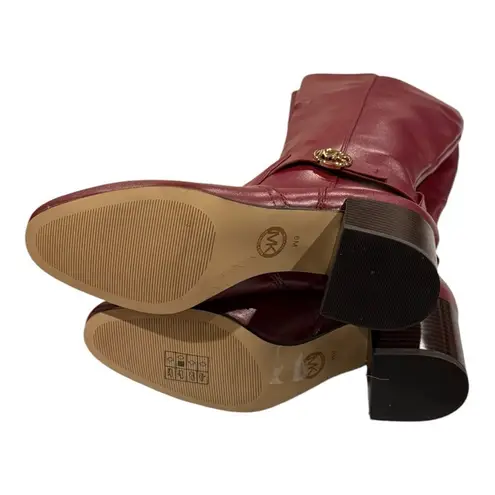 Michael Kors Carmen Riding Boot Stacked Block Heel Mulberry Size 6