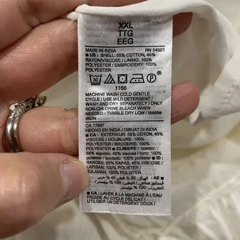 Old Navy  XXL Dress One Shoulder Eyelet Ruffle Trim Elastic Waist Cream Women’s