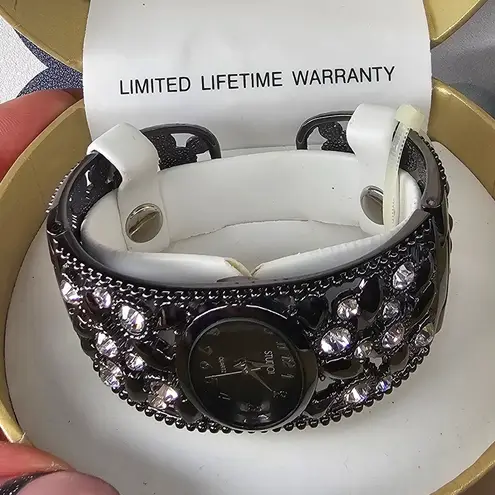 Brand New! Studio Time black w/Rhinestones Bangle Bracelet Watch