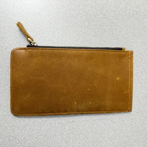 Jack & Chris Leather Wallet Cards Cash Zip Pocket Snap Embossed Distressed Brown