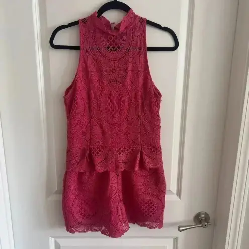 Free People 242  Pink Lace Sleeveless Mini Romper Size Medium