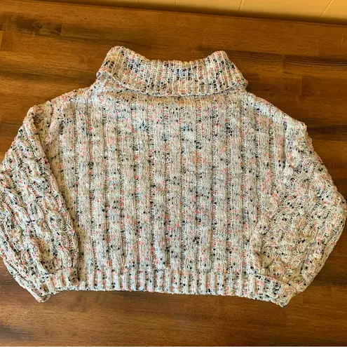 moon & madison Chunky Knit Cowl Neck Sweater Large Multi color Confetti Knit White - Image 6